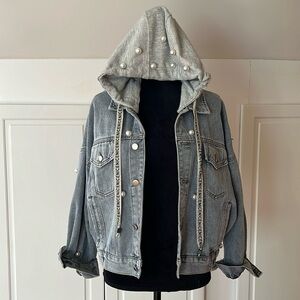 Jean Jacket Pearl details w/ Hood